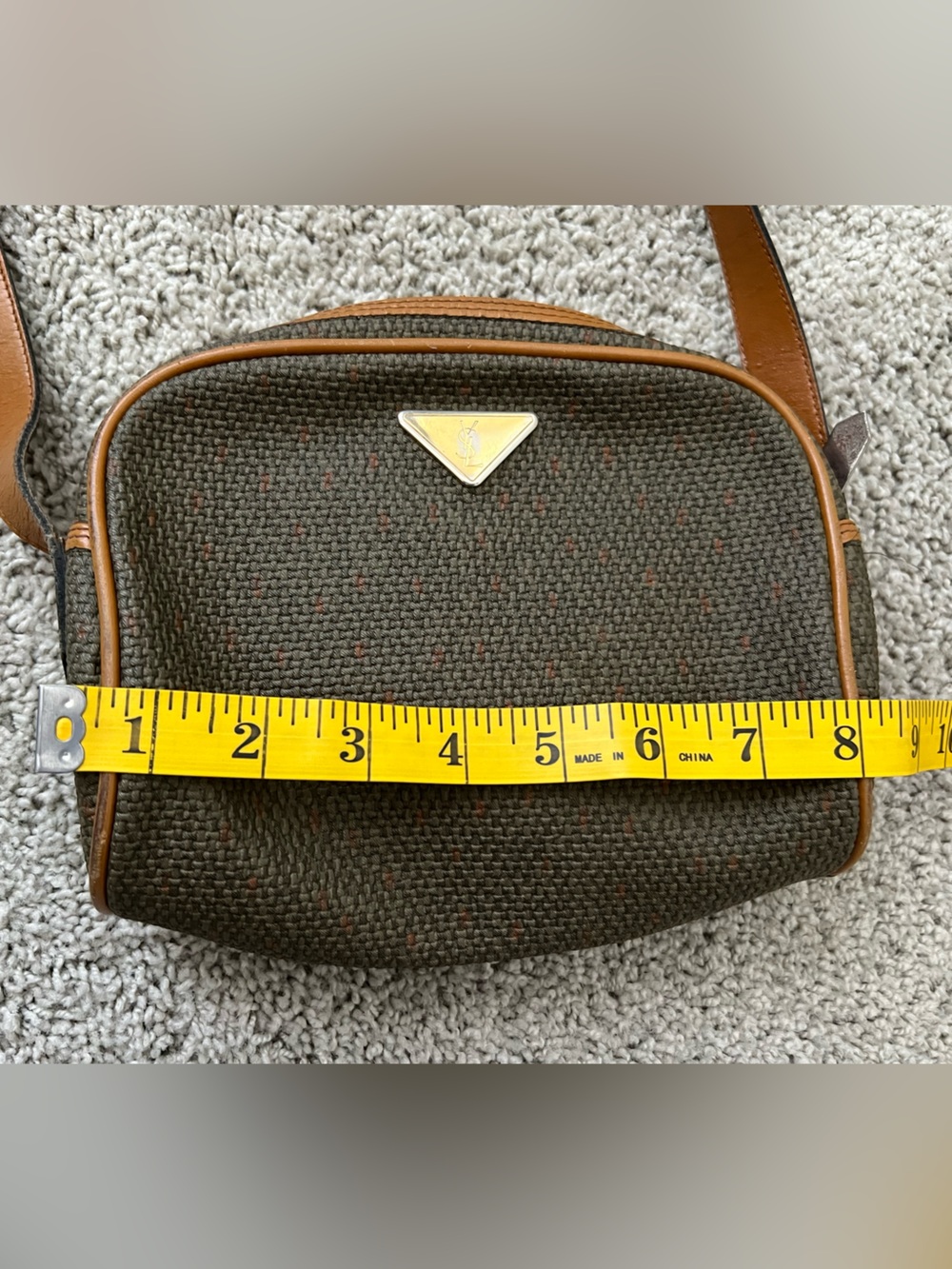 Vintage Yves Saint Laurent Canvas Crossbody Bag Leather Trim-MADE IN FRANCE - Picture 16 of 16